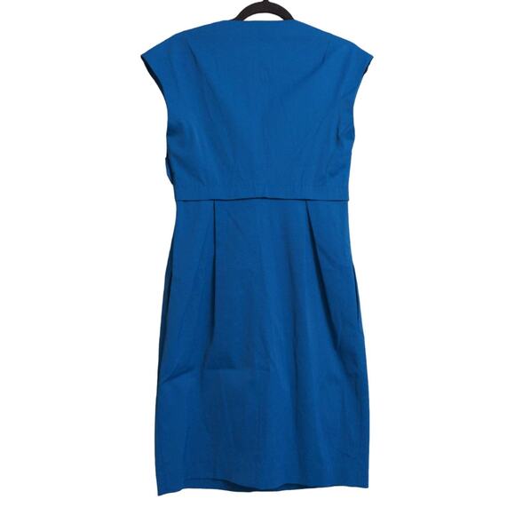 Moschino Womens A Line Dress Blue Pockets V Neck Cap Sleeve Pleated Side Zip S - Picture 6 of 10